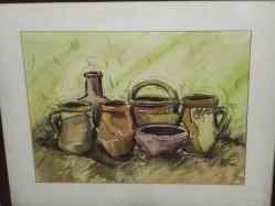 4368-ÜNLÜ RESSAM SERAP ETİKE 1983 İMZALI SULU BOYA RESİM TABLO***KOLEKSİYONUMDAN***