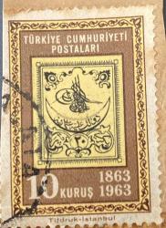 Mektup Zarfından Kesilmiş  / Postadan Geçmiş Pul Filateli - Damgalı - 100.YIL TEMALI PUL (1863-1963) - 10 KURUŞ - Türkiye Cumhuriyeti