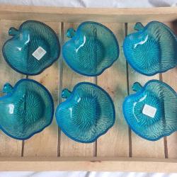 Mavi Cam Kase,Elma şeklinde,6 lı set