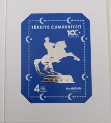 2019 MİLLİ MÜCEDELENİN 100.YILDÖNÜMÜ NUMARALI BLOK PULLU MİNİ PORTFÖYÜ ORİJİNAL MNH 00549 NOLU ÇOK NADİR
