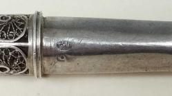 Antika Osmanlı Dönemi Usta ve Şah Damgalı Telkari İşçilikli Gümüş Sigara Ağızlığı