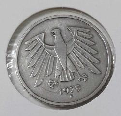 1979-F ALMANYA 5 MARK ORİJİNAL BAKIR-NİKEL ALAŞIMI NADİR HARFLISI MADENİ PARASI Ö2ÇÇÇ1R NADİR