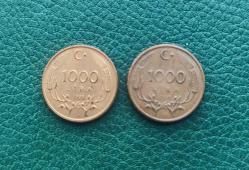 1000 LİRA 1995 YILI 2 ADET DEĞİŞİK PATENT
