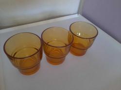 Antika - VINTAGE VERECO FRANCE KEHRİBAR RENKLİ 3 ADET CAM BARDAK - kitantik - kitaLog