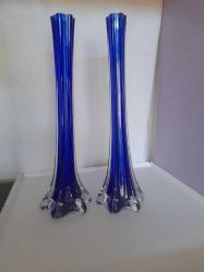 MURANO TARZI VAZOCAM KOBALT MAVİ ALMAN VAZO BOY 30 CM 1 ÇİFT