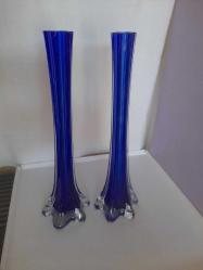 MURANO TARZI VAZOCAM KOBALT MAVİ ALMAN VAZO BOY 30 CM 1 ÇİFT