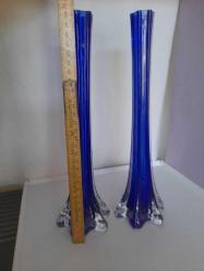 MURANO TARZI VAZOCAM KOBALT MAVİ ALMAN VAZO BOY 30 CM 1 ÇİFT