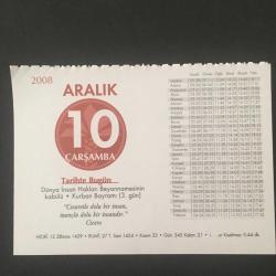 Efemera - 10 ARALIK 2008 -TAKVİM YAPRAĞI-DOĞUM GÜNÜ HEDİYESİ-KUVEYT TÜRK TAKVİMİ,DÜNYA İNSAN HAKLARI BEYANNAMESİNİN KABULÜ,KURBAN BAYRAMI 3.GÜN,HACCIN VACİPLERİ,FIKRA,GÖRGÜ - kitantik - kitaLog