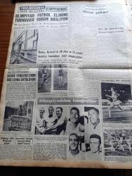 Yeni İstanbul Gazetesi - 15 Temmuz 1952 - Mustafa Nermi - Cumhurbaşkanı Celal Bayar Medrano Sirkinde - Kore'de Kara ve Hava Harekatı Geniş Ölçüde Devam Ediyor - Basketbolda Mısırlılara 64 45 Yenildik - Türkiye Yardım Misyonu Başkanı Mr. Dayton Dün Şehrimize Geldi - Türkiye'nin En Büyük Barajı İnşa Ediliyor - Hac Seferleri Durduruldu - Hindistan'da Bir Türk Şairi Emir Khusro Dün Anıldı - Amerika Büyük Bir Uçak Gemisi İnşa Ediyor -  Rize Futbol Sahasına Kavuştu - Işıklı Barajı Menderes Ovasının İhtiyacını Tamamlayacaktır -  Mona Lisa'nın Bir Görünüşü - Leonardo Da Vinci - Yeni İstanbul 1952 Helsinki Olimpiyatında - Ruslar Helsinki'de 20 Altın Ve 25 Gümüş Madalya Kazanmayı Ümit Etmektedirler - Olimpiyattan Fotoğraflar - Büyük Batı Bestekarlarından Schumann - Ordusuz General - Zündapp Motosikletleri - Demag Cereskalleri - Centrum Oto Radyoları - Dermojen