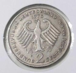 1976-F BATI ALMANYA DEUTSCHE 2 MARK ORİJİNAL MADENİ PARASI NADİR HARFLISI ÇOK ÇOK TEMİZ ÜÜ2EE1A ÇOK NADİR