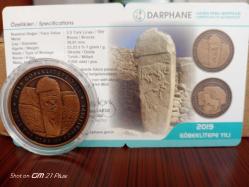 2019 Yılı Göbekli Tepe ( Okside Bronz) Hatıra Para Sertifikası..