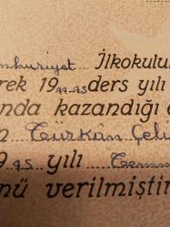 KARNE T.C. MAARİF VEKİLLİĞİ İLKOKUL DİPLOMASI 1944-45 YILI 547