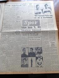 Yeni İstanbul Gazetesi - 24 Haziran 1955 - Ankara Kıbrıs Hadisesini Dikkatle Takip Ediyor - Selim Sarper Molotov'la Yemek Yedi - Bakkallarda Bugün Şeker Satışı Başlıyor - Amerika'nın Verdiği 32 Milyon Dolarlık Malzeme - Sadık Aldoğan Dün Ankara'da Tevkif Edildi - Wimbledon Tenis Turnuvası - Akış Dergisinden Cüneyt Arcayürek Mahkum Oldu - Cumhurreisi Celal Bayar Adana'dan Ankara'ya Döndü - Huzur Hasreti Yazan Mehmet Davaz Yazı Dizisi - Bedri Alogan - Manevi Silahlanmanın Gayesi Komünizme Bir Cevaptır - Adnan Menderes Vali Fahrettin Kerim Gökay İle Görüştü - Amerika Yeni Tip Bir Atom Bombası Yapmış - 40. Resmi Turizm Toplantısı - Yaz Yağmuru Yazan Ahmet Hamdi Tanpınar Yazı Dizisi - Mehtap Şarkısı Cinayetleri Yazan Francis Didelot Yazı Dizisi - Kabus Ve Efsane Hayvanları Sahiden Yaşıyorlar Mı - Hasene Ilgaz - Çocuk Sayfası - Çinçin'in Serüvenleri - Karakedi Kumpanyası'nın Yeni Serüvenleri - Milli Takımımız İtalya Maçı İçin Çok İyi Hazırlanmıştır - Fenerbahçe Atletizm Bayramı - Gripin