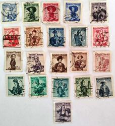 Avusturya pulları Republik Österreich (21 adet damgalı pul lot halinde)RESİMDEKİ ÜRÜN GÖNDERİLECEKTİR (J-75)