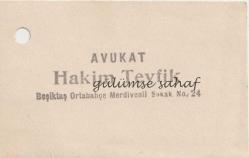 Kartvizit: Avukat Hakim Tevfik, Beşiktaş Ortabahçe