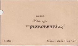 Kartvizit: Avukat Hekimoğlu Hasan Fikri, Asmaalti Canbaz Han