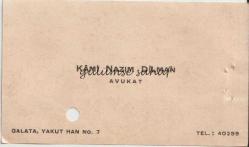 Kartvizit: Kami Nazım Dilman, Avukat, Galata Yakut Han