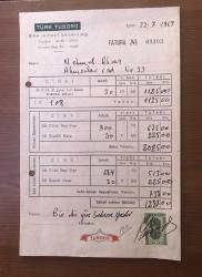 Türk Tuborg Bira ve Malt Sanayii Fatura 1969