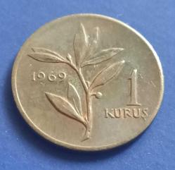 1969 yılı Tedavül bronz 1 kuruş Kendi Özel Tanıtım kitinde