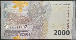Endonezya 2000 Rupi 2022 P-163 Çil