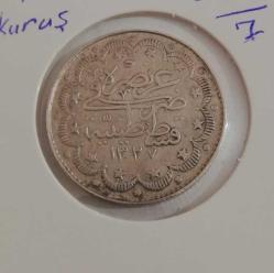 5 MEHMED REŞAD 10 KURUŞ 1327/7 KOSTANTİNİYE GÜMÜŞ ***RRR***ÇOK ÇOK NADİR