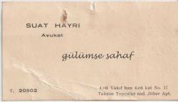 Kartvizit: Suat Hayri, Avukat, 4. Vakıf Han