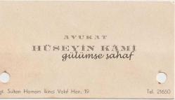 Kartvizit: Avukat Hüseyin Kami, İstanbul Sultan Hamam İkinci Vakıf Han