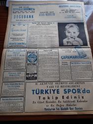 Yeni İstanbul Gazetesi - 15 Temmuz 1955 - Mustafa Nermi - Krutçev Ve Mareşal Zukov Da Cenevre'ye Gidiyorlar - Papagos Makarios'a Söz Verdi - Yeni Kredili İthalat Esasları Belli Oldu - İskenderiye Patriği Hristoforos Dün İstanbul'dan Geçti - İngiliz Öğretmenleri İdam'ın Aleyhinde - Pakistan Afganistan İhtilafında Arabuluculuk - Huzur Hasreti Yazan Mehmet Davaz Yazı Dizisi - Naile Sağlam Dispanseri Bugün Açılıyor - Muammer Çavuşoğlu Radyoda Yine Konuştu - Hacılara 80'er Sterling Döviz Verilecek - Doktor Mükerrem Sarol Bayburt Vilayet Olacaktır - Ankara İstanbul İzmir Radyosu Programı - Mehtap Şarkısı Cinayetleri Yazan Francis Didelot Yazı Dizisi - Ortopedi Kliniği Nasıl Kuruldu - Çocuk Sayfası - Barselona Güreşlerinde İtalyan Mısır Mücadelesi - 2. Akdeniz Oyunları Yarın Su Seromonisi İle Açılıyor - Beynelmilel Bled Kürek Müsabakaları - Balkan Oyunlarına Katılacak Takımımız - Fahir Özgüden- Ekrem Koçak - Çapamarka - Doğubank - Gripin - Türkiye Spor - 100 Kişi Timsahlara Yem Oldu