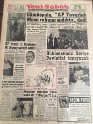 YENİ SABAH GAZETESİ 30 EYLÜL 1961 YIL :24 SAYI :8099--Gümüşpala ,AP Yuvarlak Masa Ruhuna Sadıktır  Dedi --AP İzmir İl Başkanı M.Aytaç Tevkif Edildi --Hükümetimiz Suriye Devletini Tanıyacak --Fırıncılar  ekmeğin  fiyatını tespit  etti  :760 gram 70 krş --İşçinin  hali :Siyavuşgil ---Bir Belediyenin  Yasağının Tatbikı  Kabil  Olmuyor --Allah  elemiş  toprağı  Aydın a  taşı Muğla ya  atmış : İrfan Türksever --Erzurum da CHP 'nin  karşısında YTP var --Samsun da CHP ve AP Tehlike Geçirdi --Sinema : Ölüm Çemberi ,Kovboy ,Serseri Kız ,Fırtına Geliyor --M.Lig de İstanbul İzmir Mücadelesi --Fenerbahçe  Tiran da Partizan la  oynuyor --6 güreşçi  kamp harici  bırakıldı --