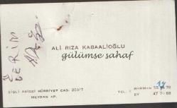 LOT.11 » Kartvizit: Ali Rıza Kabaalioğlu