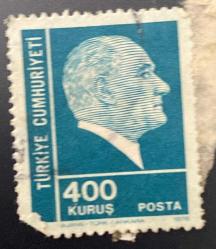 Mektup Zarfından Kesilmiş / Postadan Geçmiş Pul Filateli - Damgalı - ATATÜRK , 400 KURUŞ - Türkiye Cumhuriyeti