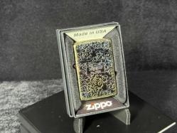 Orijinal 2023 Zippo Çakmak Klasik Arabesk Logolu Oksitlenmiş Altın Kaplama 5 Yüzey Oymalı Japonya Sınırlı Üretim