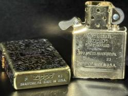 Orijinal 2023 Zippo Çakmak Klasik Arabesk Logolu Oksitlenmiş Altın Kaplama 5 Yüzey Oymalı Japonya Sınırlı Üretim