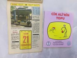21 Kasım 1981 hediyelik orijinal Hürriyet takvim yaprağı (Cin Ali kitabı hediyeli:)