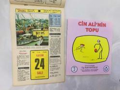 24 Kasım 1981 hediyelik orijinal Hürriyet takvim yaprağı (Cin Ali kitabı hediyeli:)
