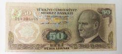 1970 Yıllarında Basılan Cumhuriyet Dönemi Koleksiyonluk Elli Türk Lirası