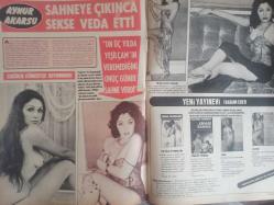 Pazar Haftalık Aktüalite Sinema Tiyatro Müzik ve Magazin Dergisi - 19 Mayıs 1977 - Sayı:1078 - Seher Şeniz - Gülay Alp - Nilgün Atılgan'ın Balayı Suya Düştü - Öztürk Serengil - Aynur Aydan Yeni Aldığı Spor Araba ile Avrupa'ya Gitti - İki Film Çekmeye Ürdün'e Giden Türk Filmcileri Bir Filmle Döndü - Yalçın Gülhan - Aysun Güven - Saadet Sun Altı Yıl Aradan Sonra Sinemaya Döndü - Elif Pektaş İzmir'de Sahne Sınavı Verecek - Ceyda Karahan İstediği Arabayı Almayan Sevgilisi Kaya Sabancı'yı Terk Etti - Seher Şeniz Meydan Okudu - Gülay alp - Aynur Akarsu Sahneye Çıkınca Sekse Veda Etti - Nina Carter - En Güzel Vücut Hatlarına Sahip Model Seçildi - Linda Clair - On Dokuz Yaşında Çıplak Modellerle Boy Ölçüşüyor fotoğraf ve haberi - Dergi Tam Değildir Sadece 14 Sayfası Mevcuttur