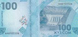 Kırgızistan 100 Som, Çil, Blok balyadan çıkma