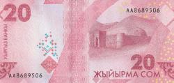 Koleksiyon Ürünü Kırgızistan 20 Som, Çil, Blok balyadan çıkma