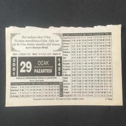 29 OCAK 2001 -TAKVİM YAPRAĞI-DOĞUM GÜNÜ HEDİYESİ-HİZMET TAKVİMİ,EN BÜYÜK DAVA,ASIL VAZİFE