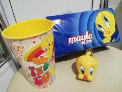 Depo ürünleri kullanılmadı.Tweety sarı kuş anahtarlık plastik büyük bardak peçete havlu kağıt koleksiyon hediye dekor nostalji aksesuar vintage tasarım süs