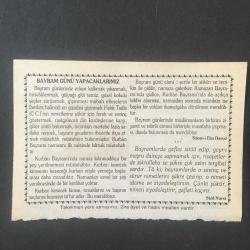 5 MART 2001 -TAKVİM YAPRAĞI-DOĞUM GÜNÜ HEDİYESİ- HİZMET TAKVİMİ,KURBAN BAYRAMI 1 GÜN,BAYRAM GÜNÜ YAPACAKLARIMIZ,