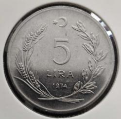 5 LİRA TEDAVÜL TAM SET  (1974/1975/1976/1977/1978/1979) (6 ADET BÜYÜK TİP)