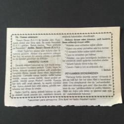 21 EKİM 2001-TAKVİM YAPRAĞI-DOĞUM GÜNÜ HEDİYESİ-HİZMET TAKVİMİ,ABDESTLİ OLMAK,PEYGAMBER EFENDİMİZDEN