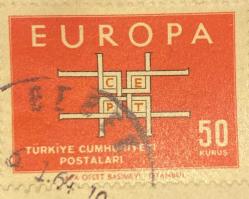 Mektup Zarfından Kesilmiş  / Postadan Geçmiş Pul Filateli - 6.1.1964 Damgalı - EUROPA, 50 KURUŞ -  Türkiye Cumhuriyeti