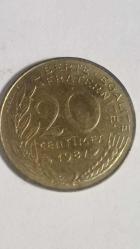FRANSA 1987  20 CENTIMES