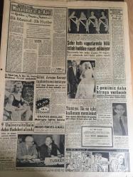 YENİ SABAH GAZETESİ  25 NİSAN  1958 YIL :20 SAYI :6875---İhracat mukabili  ithalat genişliyor ---Menderes bugün Kore 'ye gidiyor ---B.Trakya da yeni bir  Yunan  oyunu ----Hrisantos 'u  taklide  yeltenen  palikarya --Krutçef  A.Amerika ateşle oynuyor --120 otobüs  daha sefere girecek --Karımı iğfal ettiğini  öğrenince öldürdüm ---Yüksek  tahsil talebe yurtları  Üniversite ye devrediliyor ---Sinemalar : Hayat Fırtınaları , Dünyanın en güzel  kadını ,Ecel Yarışı --Şehir hattı  vapurlarında  hala  istiab  haddine riayet  edilmiyor --Gülek Avrupa Konseyi Toplantısına Katılıyor --Türkiye en fazla içki kullanan  memleket ---Yerli caz müziğini  tehdit eden  hadise ---Batılılar S.Rusya 'ya yeni  bir nota verdiler ---Milli Namzetlerin  İkinci Antrenmanı---Greko -Romen Milli Güreş Takımımız Tespit Edildi --Kıbrıs Türk Karması   Bugün Şehrimizde ----Usuuğlu Adalete Menejer Oluyor ----Tenisçilerimiz yarın Şili ile  karşılaşıyor --Atakol  ve Granit Paris ten  döndüler ---