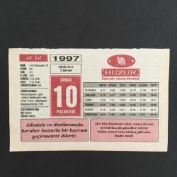 Efemera - 10 ŞUBAT 1997-TAKVİM YAPRAĞI-DOĞUM GÜNÜ HEDİYESİ-HUZUR TAKVİMİ,2.ABDULHAMİDİN VEFATI,1918,FIRTINA LAİKLİK İLKESİNİN ANAYASAYA KONMASI 1928,ÇOCUĞUNUZA İSİM,RAMAZAN BAYRAMI, - kitantik - kitaLog