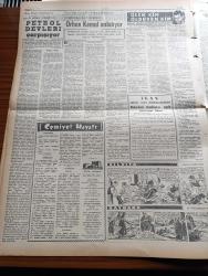 Ulus Gazetesi - 22 Şubat 1957 - Hüseyin Cahit Yalçın - Orhan Kemal'in Devletkuşu Pazar Günü Ulus Gazetesinde - 1957 Bütçesini Dün Mecliste CHP Adına Grup Başkanvekili Nüvit Yetkin Tenkit Etti - Bugünkü İktisadi Politika Korkunç Akıbetle Doludur - Başbakan Adnan Menderes - Akis Dergisi Aleyhine Açılan İki Davaya Dün Bakıldı - Bütün Siyasi Suçlar Şerefli Suçlardır Yazan Yalçın Tuna - Müstakil Adalet Davası Profesör Doktor Turhan Feyzioğlu - Papaz'ın Konseri - Petrol Devleri Çarpışıyor - Cemiyet Hayatı - Ölen Kim Öldüren Kim Bulgar Casusu Selmanof'un Maceraları Yazı Dizisi - Orhan Kemal Anlatıyor Röportajı Yapan Ayhan Yetkiner - Silviya Kobay'ın Hikayesi Çizgi Roman - Baykara Hz. Süleymanın Taşı Çizgi Roman - Mason Balosu Ankara Palas Salonlarında - Türkler Ve Rumlar - İstanbul Bahar Bayramında Yapılan Yolsuzluk - Ankara İstanbul Radyosu Programı - Sinema Programı - Macar Ujpeşt Takımı Ankara'ya Geliyor - Fenerbahçe Feridun'u da Ankara'ya Getiriyor - Kapalı Spor Salonu 19 Mayıs'a Hazır