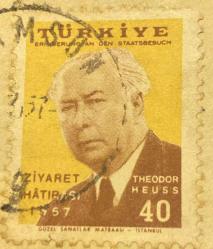 Mektup Zarfından Kesilmiş  / Postadan Geçmiş Pul Filateli - Damgalı -THEODOR HEUSS ZİYARET HATIRASI 1957, 40 PARA - Türkiye Cumhuriyeti